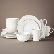 Abby White 16 Piece Dinnerware Set, Service for 4
