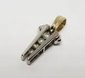 10k Two Tone Yellow &amp; White Gold Graduated Diamond Drop Pendant 7/8''