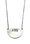 Amen Half Circle Hand Stamped Necklace