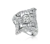 Art Deco Ring with 3/4ct Center Diamond