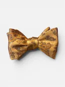 2 3/4" Paisley Print Italian Silk Bow Tie- Brown