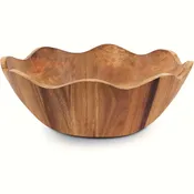 Artisan – Crafted Solid Wood Fruit Bowl with Natural Wavy Rim