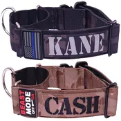Personalized Tactical Martingale Dog Collar with Metal Buckle For Large Breeds