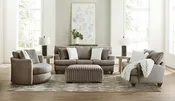 Albany Cocoa Palo Alto Taupe Ribbed Fabric Ottoman