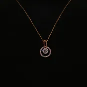 Floating Lab Diamond Open Circle Pendant in Rose Gold with Yellow Chain