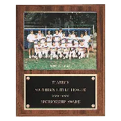 12" x 15" American Walnut Finish Photo Plaque with Black Brass Plate-Holds 8" x 10" Photo