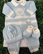 Bimbalo Boys' Cotton Knit Teddy Bear Ensemble With Blanket