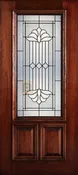 6' 8" 2/3 Lite Decorative Glass Mahogany Wood Front Door - PD 3068-23 DELT