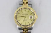 Rolex Datejust 16263 Champagne Stick Dial Turn-O-Graph Jubilee Band Circa 1990