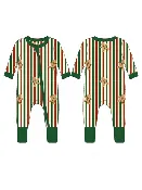 2-Way Zip Romper, Gingerbread Lane: 0 - 3 mo.