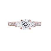 14K Rose Gold 1.00Ct Round Diamond 3-Stone Engagement Ring