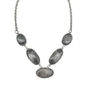 Kashi Semiprecious Stone Bib Necklace - Black Fossil Coral