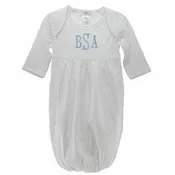 Baby Boys White Blue Dots Gathered Gown