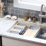 18" Bamboo 4 Bowl Serving Board (4-BOWL-SET) - Workstation Sink Accessory