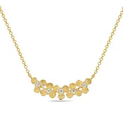 14 Karat Yellow Gold Diamond Flower Bar Necklace