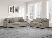 2pc Sofa-Love Set Taupe Chenille Fabric Stationary