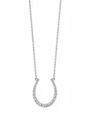 14K White Gold Diamond Horseshoe Necklace