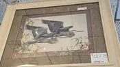 2 GREY HERONS CREAM FRAME PICTURE