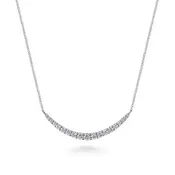 14K W Gold 1.07ctw G/SI2 Stylish Curved Diamond Bar Necklace