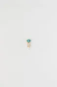 14k yellow gold Jellyfish emerald studs with white diamonds,...