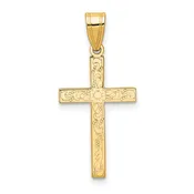 14KY Etched Floral Cross Pendant