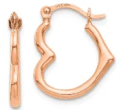 14K Rose Gold Small Heart Shaped Hoop Earrings