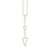 0.20ct 14k Yellow Gold Diamond Triangle Lariat Necklace