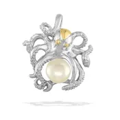Sterling Silver and 14K Yellow Gold Octopus Pendant