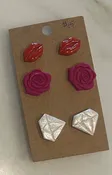 3 Set with Red Lips and Diamond Earrings
