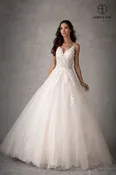 Abby Lane 97103 Size 6 Ivory Champagne Lace Ballgown wedding dress Tulle A Line Bridal Gown