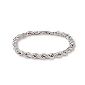 10K White Gold Rope Bracelet, 5mm, 8.1875 inch