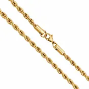 18k Gold PVD Stainless Steel 5mm Rope Spiral Link Chain