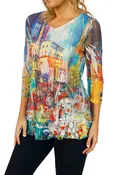 Impulse California Mixed Media Top with Lace Overlay