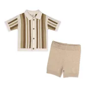 Archie Textured Stripe Baby Shirt & Shorts Set (Organic)