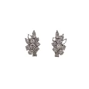 14K White Gold Diamond Cluster Earrings