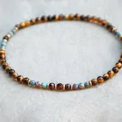 "Abundance and Joy" Tiger's Eye and Agate Delicate Gemstone Anklet