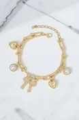 5 CHARMS DANGLE HARDWEAR CHAIN BRACELET