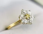 Antique Flower Cluster Ring with Yellow Diamond Center