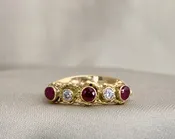 14ky stacker with  Burmese rubies and diamonds