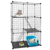 3 Tier Pet Playpen Cage Metal Indoor Pet House 28.15 x 13.97 x 42.12in