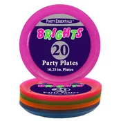 10.25″ – 20 CT.<BR>ASSORTED NEON PARTY PLATES