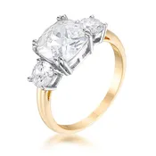 Addy 9mm Cushion CZ Three Stone Engagement Ring | 4ct