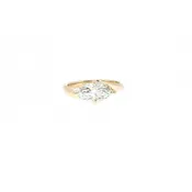 10K Yellow Gold East West Lab Grown Marquse Contour Ring