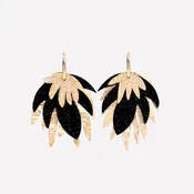 Large Black & Gold Tropicalia Earrings