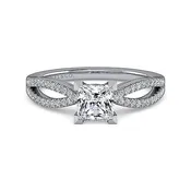 14K White Gold Split Shank Princess Cut Diamond Engagement Ring
