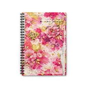 Floral Pink Watercolor Spiral Notebook — Gold Heart Accent, Ruled Journal for Notes & Gifts — typeplusprint