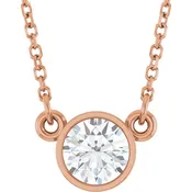 14K Rose 1/2 CT Natural Diamond Solitaire Necklace