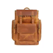 Camel Brown Leather Backpack