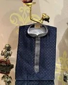 Boys Blue & Gold Polka Dot Kurta Pajama – Sizes 0–14
