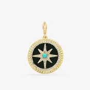 0.15CT Diamond, Turquoise & Onyx Charm